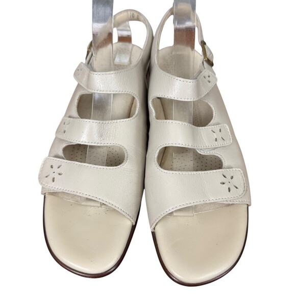 SAS Quatro Ivory Leather Slingback Comfort Sandals Shoes Open Toe USA Made 10 S - Picture 6 of 16